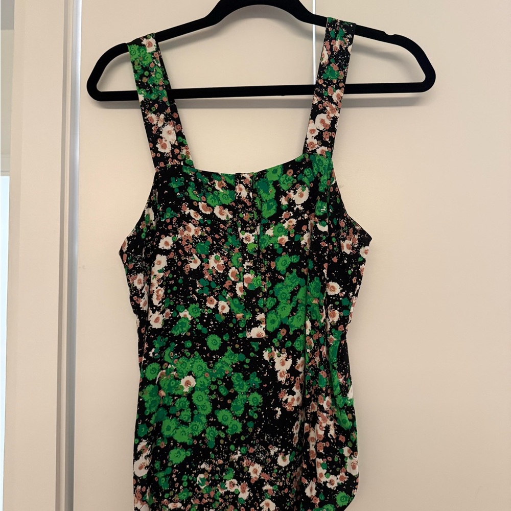 & Other Stories Green and Black Floral Tank Top